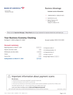 Bank of America Statement