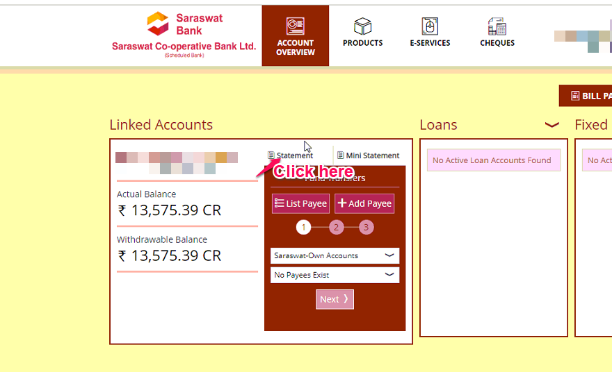 download saraswat bank statement via website