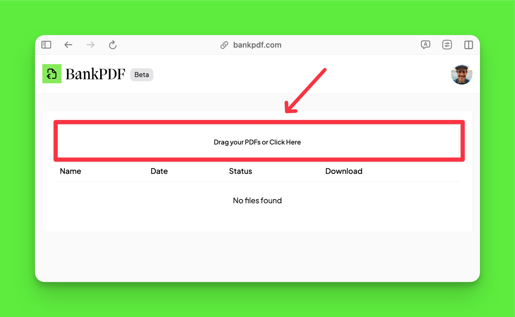 upload pdf bank statements