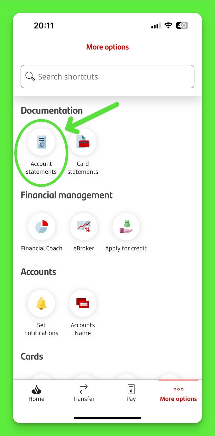download santander bank statement