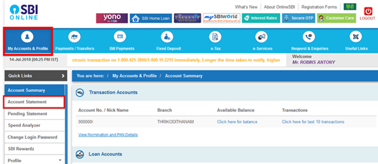 download sbi bank statement via online banking
