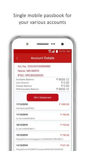 download saraswat bank statement via mobile app